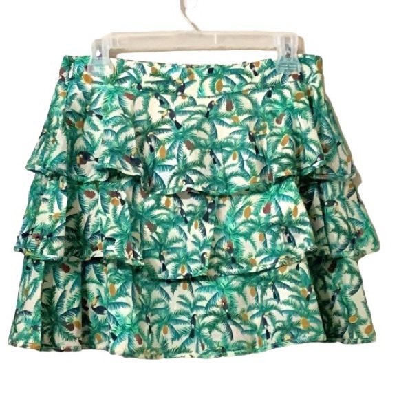 Farm Rio Mini Toucans Layered Mini Skirt Size Medium - Picture 2 of 14